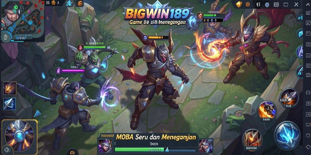 Tangkapan layar menunjukkan aksi seru gameplay MOBA.