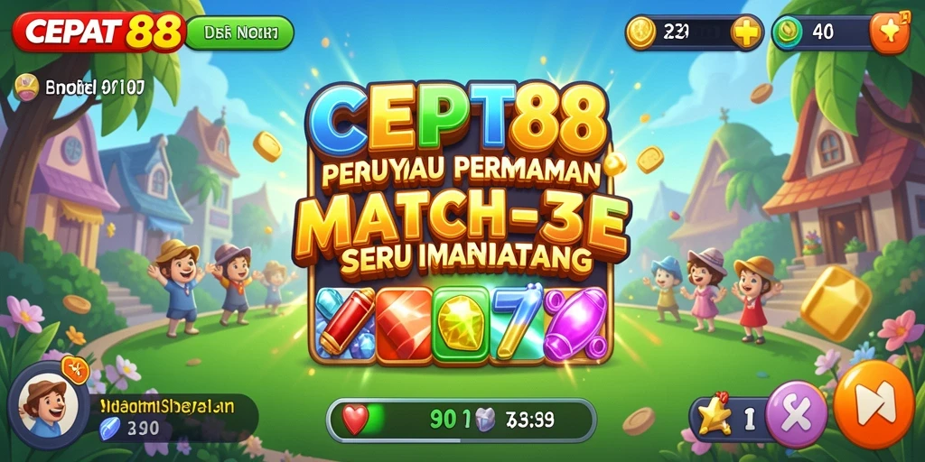 Tampilan gameplay seru dari CEPAT88 dengan aksi Match-3 yang memikat.