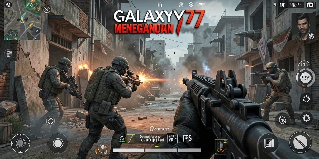 Tampilan gameplay memukau di GALAXY77 dengan adu tembak intens.