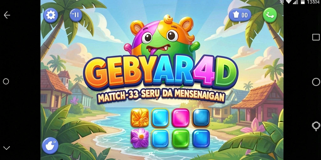 Tampilan gameplay seru dari GEBYAR4D yang penuh warna.