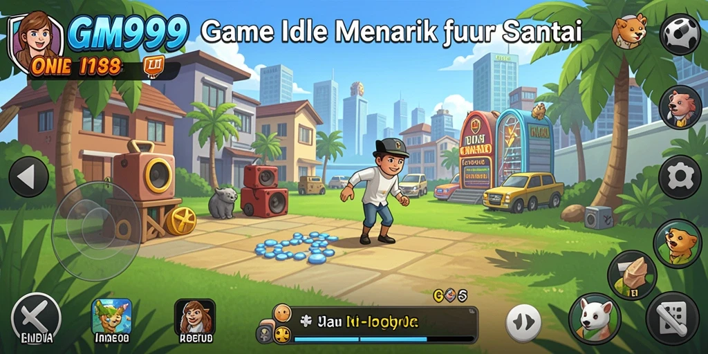 Tangkapan layar gameplay GIM999 yang menunjukkan karakter sedang melakukan aksinya.