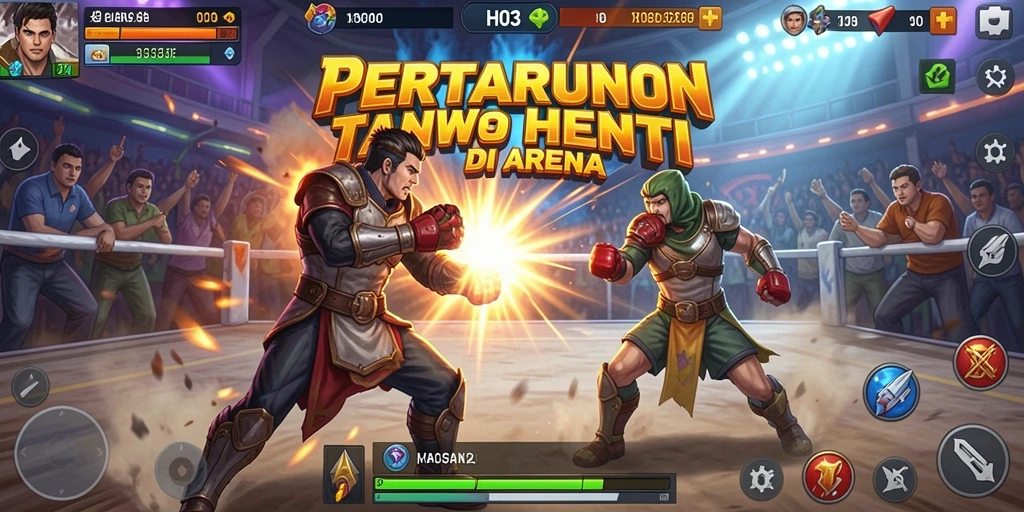Screenshot H03 menampilkan duel intens di arena Fighting.