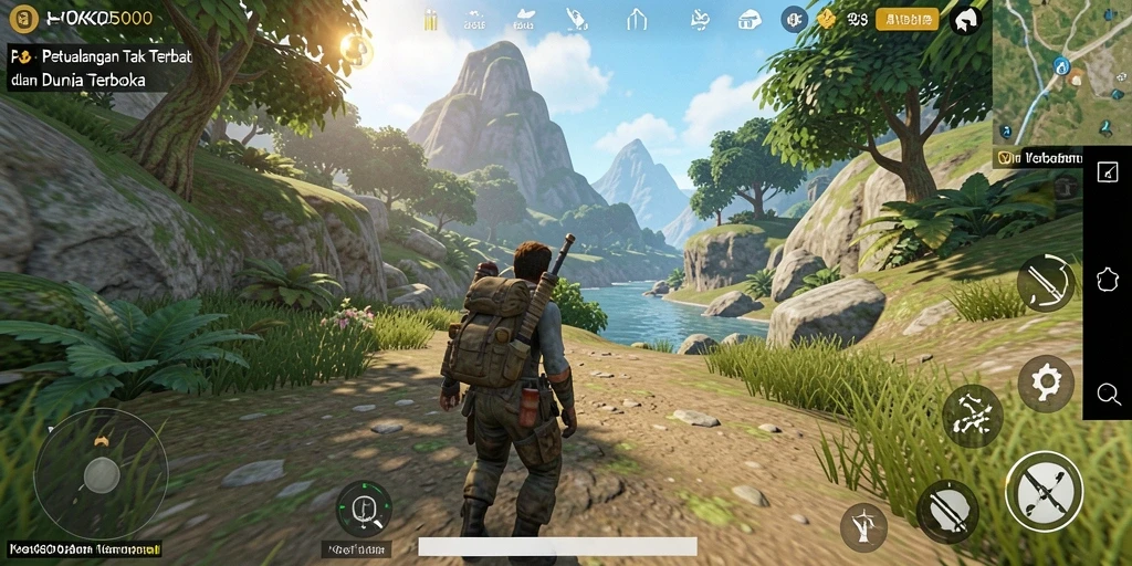 Screenshot gameplay KOKO5000 menampilkan petualangan seru di dunia terbuka.