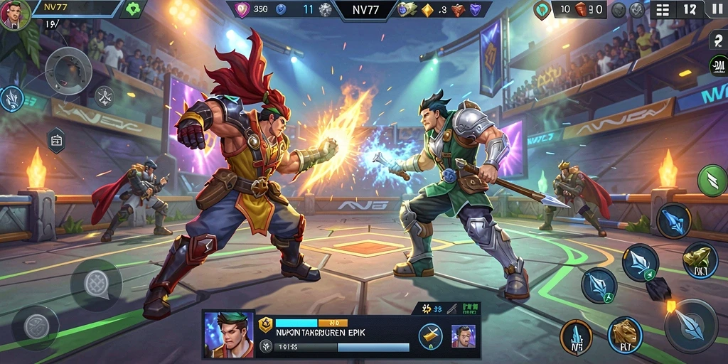 Tampilan gameplay seru dan strategi mendalam di NV77.