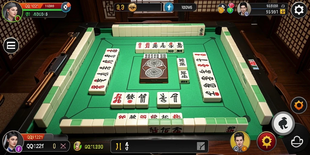 Screenshot gameplay QQ1221 menampilkan aksi seru permainan Mahjong.