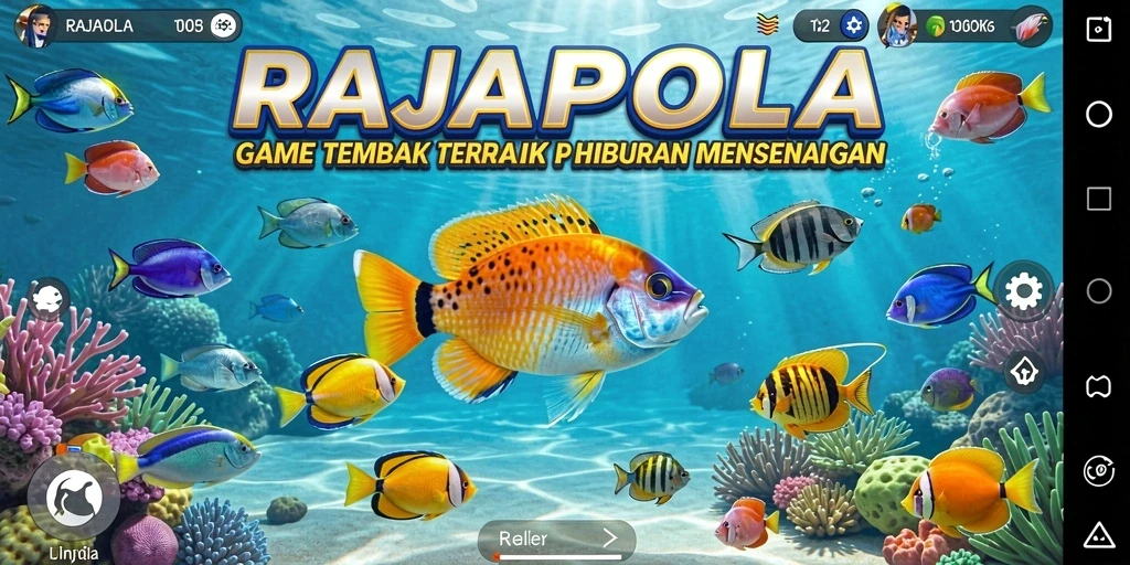 Tampilan gameplay seru dalam RAJAPOLA saat menangkap ikan.