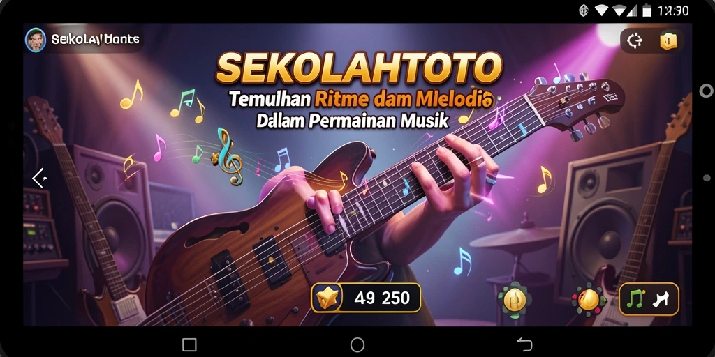 Screenshot gameplay SEKOLAHTOTO menampilkan pengalaman musik yang interaktif dan penuh warna.