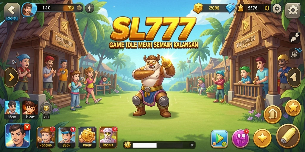 Screenshot gameplay SL777 menampilkan karakter yang sedang berkembang dan sumber daya yang mengalir.