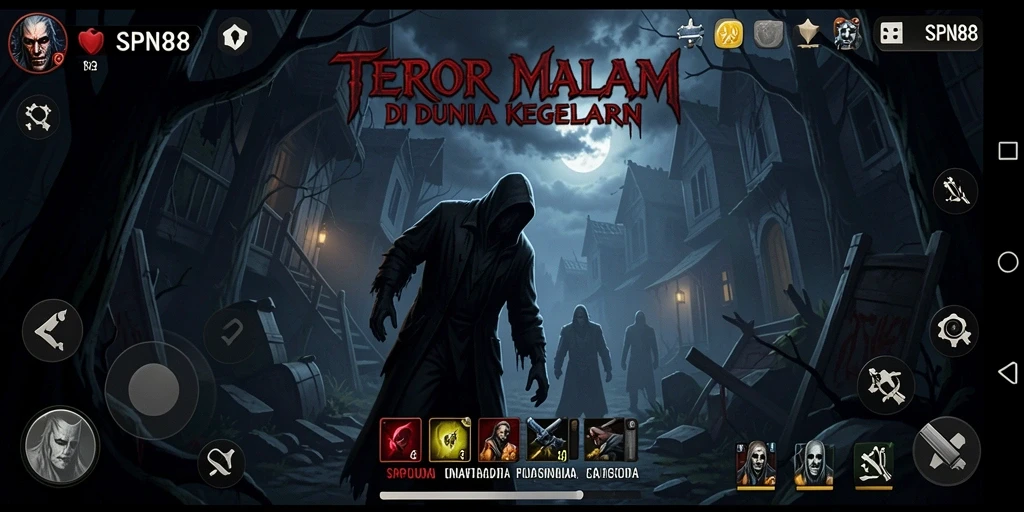 Menampilkan gameplay horor yang mencekam dalam lingkungan yang menyeramkan.