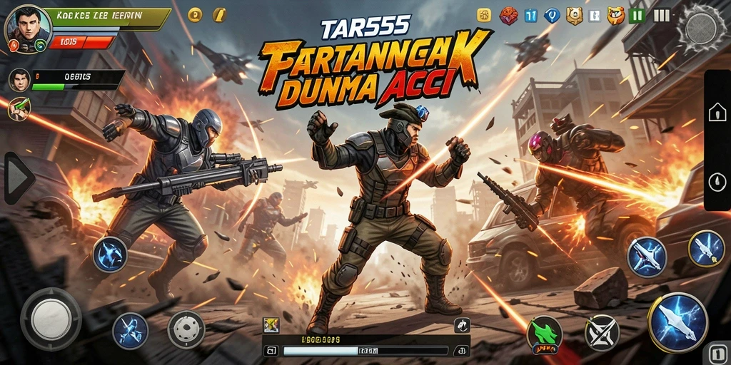 Screenshot TAR555 menampilkan aksi pertempuran seru yang mendebarkan.