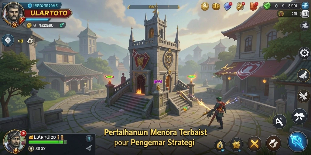 Tampilan gameplay menegangkan dalam ULARTOTO dengan strategi Tower Defense.